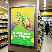 Cadre d'affichage publicitaire LED A2 A3 pour les magasins de thé au lait, les restaurants de hamburgers, à suspendre au mur, boîte à lumière rétroéclairée à haute luminosité