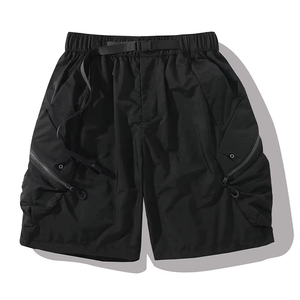 Shorts de sport jaunes en polyester pour hommes, à taille élastique avec cordon de serrage intégré et poches zippées, à fente latérale, idéaux pour l'entraînement en salle de sport – Nouveauté très demandée - Product Image 1