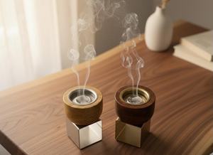 Modern Wooden Bakhoor Burner with Metal Bowl Luxury <b>Oud</b> Incense Burner Decorative Home Fragrance Holder Gift - Product Image 2