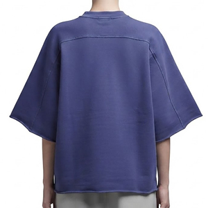 เสื้อยืดคอกลมโอเวอร์ไซส์ แขนสั้น ผ้าเจอร์ซีย์คอตตอน 100% คุณภาพสูง ระบายอากาศได้ดี เป็นมิตรกับสิ่งแวดล้อม ชายเสื้อแบบดิบ สำหรับผู้ชาย สวมใส่สบายๆ - Product Image 4