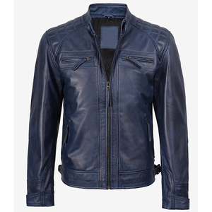 2026 OEM Vestes en cuir de vachette bleu marine originales les plus tendance pour hommes, avec poches zippées, 100% haute qualité, faible MOQ, vestes de mode - Product Image 1