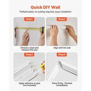 Moulures murales en polystyrène légères et peignables, lot de 3, installation facile, kit de panneaux de lambris décoratifs intérieurs, panneaux muraux - Product Image 6