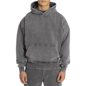 เสื้อมีฮู้ดผ้าฝ้ายหนาแบบสวมหัวไม่มีสายสำหรับผู้ชายเสื้อมีฮู้ดฟอกสีแบบวินเทจ - Product Image 1