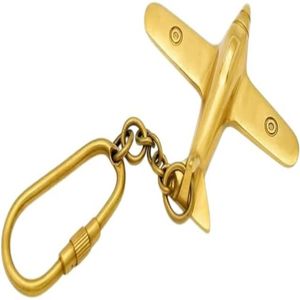 Llavero de Avión con Brújula de Latón Vintage, Hecho a Mano, con Clip de Mosquetón, Diseño Clásico de Avión, Regalo para Amantes de la Aviación - Product Image 1