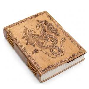 Diario Vedant con Tapa Dura de Cuero Resistente con Dragones en Relieve, Encuadernación en Espiral con Papel de Algodón Orgánico - Regalo - Product Image 1