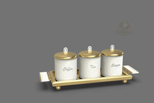 Juego de Vajilla de Lujo Ecológico Personalizado, Bandeja de Metal Dorado para Servir Café, Té y Azúcar, Regalo Hecho a Mano - Product Image 3