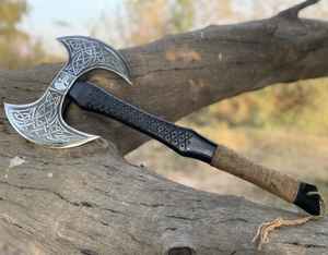 Hacha Vikinga Personalizada de Grado Industrial, Hacha Vikinga con Barba Hecha a Mano, Hacha Vikinga de Doble Hoja con Funda - Product Image 4