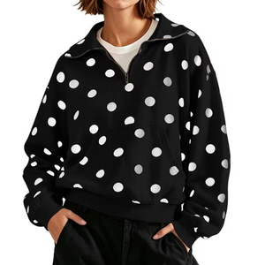 Sudadera Casual con Cuello Alto y Cierre de Cremallera de un Cuarto, con Estampado de Puntos, para Adultos y Jóvenes - Product Image 3