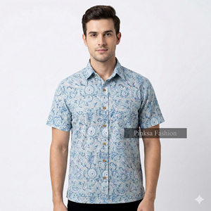 Chemise d'été florale en popeline pour homme, personnalisée, à manches courtes, imprimée, décontractée, boutonnée, séchage rapide, écologique, vente en gros - Product Image 2