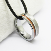 Bague en carbure de tungstène argenté brossé avec incrustation de bois décentrée, alliance plate de 8 mm pour homme, bijoux naturels en gros