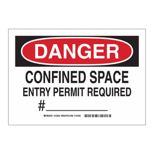 Panneau d'autorisation d'accès aux espaces confinés Brady Danger, panneau d'avertissement triangulaire en PVC pour les zones industrielles et de construction - Product Image 1