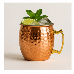 Handcrafted Hammered Copper Moscow Mule Mug with Golden Handle Beer Mug for Bar <b>Accessories</b> Modern Vintage <b>Drinkware</b> - Product Image 2