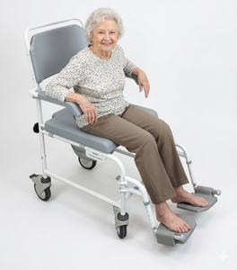 Silla de ducha móvil autopropulsada para asistentes, impermeable y resistente a la corrosión - Product Image 2