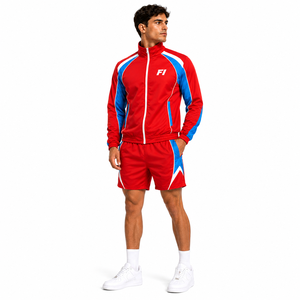 Custom Waterproof Patchwork Color Block Polyester Nylon Windbreaker Zip up Jacket and Shorts Sets Tracksuit men's jackets - Product Image 2