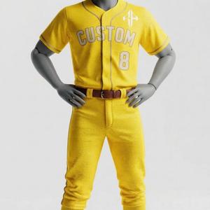 Conjunto de Uniforme de Béisbol con Cuello Redondo para Hombre, Manga Corta, 100% Poliéster, Logotipo Blanco, Corte Regular, Cierre de Botones, Transpirable - Product Image 1