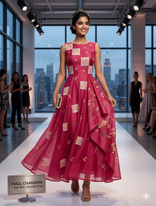 Tela de bordado de algodón puro de primera calidad con intrincado trabajo floral hecho a mano y delicado diseño inspirado en Chikankari. - Product Image 2