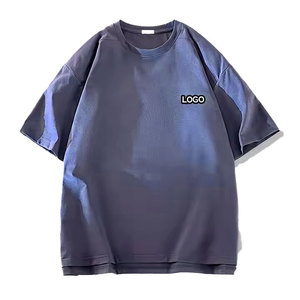 เสื้อยืดคอกลมแขนสั้นทรงโอเวอร์ไซส์สำหรับผู้ชาย ผ้าเจอร์ซีย์สีพื้น ระบายอากาศได้ดี ดีไซน์ลำลอง พิมพ์ลายโลโก้ด้านหน้า - Product Image 6