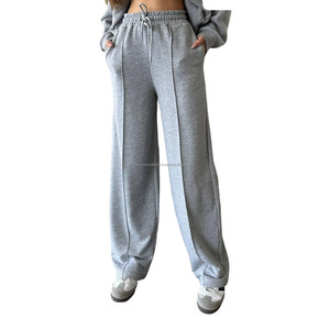 Pantalones de mujer de moda Pantalones de chándal de pierna ancha de cintura alta cintura elástica Casual ropa atlética pantalones sueltos de alta calidad - Product Image 3