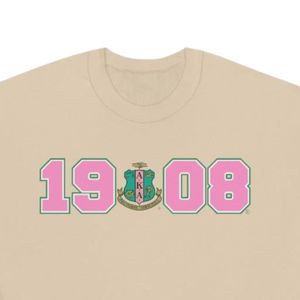 เสื้อสเวตเชิ้ตคอกลมสีเบจพิมพ์ลายกราฟิก 1908 สีชมพูและสีเขียว แขนยาว ผ้าฝ้ายฟลีซ เสื้อพูลโอเวอร์ลำลองสำหรับผู้หญิง เสื้อกันหนาว - Product Image 5