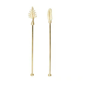 Antique Gold Finish 4-<b>pc</b> Cocktail Stirrers <b>Set</b> of 4 Stainless Steel Stirrers - Product Image 1