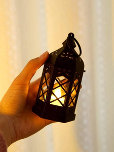 2 Pcs Flameless & Smokeless Iron Modern LED <b>Hurricane</b> <b>Lantern</b> Lamp Wall Hanging Led Candle Light for Home Decor - Product Image 2