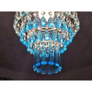 Lustre en verre bleu élégant de qualité standard, décorations lumineuses en forme de goutte d'eau, luminaire de plafond - Product Image 6
