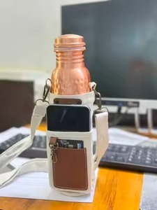 Hand Hammered Copper Water <b>Bottle</b> Traditional Chinese Design Portable Travel <b>Bottle</b> with Lid 1 Liter - Product Image 4