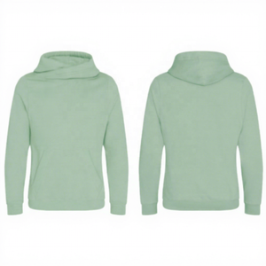เสื้อฮู้ดแบบยูนิเซ็กซ์ สีเขียวมิ้นท์ล้วน ผ้าเฟรนช์เทอร์รี่ สวมใส่สบาย ทรงปกติ เหมาะสำหรับฤดูหนาว มีกระเป๋าเสื้อ ดีไซน์ถักทอ ผ้าฮู้ดถัก 100% - Product Image 1