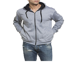Sudadera con capucha de alta calidad con logotipo personalizado, forro y cremallera, para hombre, manga larga, ecológica, tejida, 100% algodón, para gimnasio, talla grande. - Product Image 1