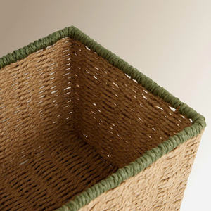 Handmade Paper Storage Basket Set With Fabric <b>Lining</b> Wicker Seagrass Organizer Bin <b>For</b> Closet <b>Shelf</b> Home Storage Solution - Product Image 6