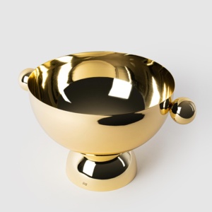 Seau à champagne en laiton avec poignée sphérique, finition miroir artisanale, refroidisseur à glace durable, élégant pour bar et réceptions - Product Image 2