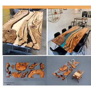 HJ HOME <b>Epoxy</b> Resin Solid Wood Clear River Dining <b>Table</b> Restaurant Hotel Dining <b>Table</b> <b>Epoxy</b> Resin <b>Table</b> Top - Product Image 4