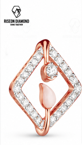 Pendientes de Diamantes Geométricos en Oro Rosa de 18K, Diseño Moderno con Centro Floral, Elegantes para Uso Diario, Joyería Fina, Regalo - Product Image 4