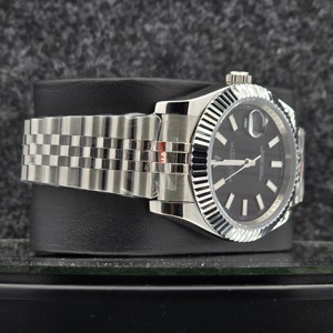 Montres mécaniques pour hommes, montre automatique de luxe en métal, cadran noir diamanté, or blanc cannelé, nouvelle collection - Product Image 2