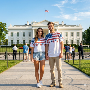 T-shirt court pour femme à motif drapeau patriotique USA 2026, impression personnalisée, manches courtes, décontracté, mélange de coton, streetwear d'été, style baby tee - Product Image 5