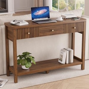 Mesa Consola Moderna de Madera Maciza con Estante de Almacenamiento, Mueble para Recibidor, Sala de Estar o Pasillo, Diseño Escandinavo - Product Image 3