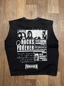 Camiseta sin mangas premium con estampado gráfico, efecto desgastado, lavado vintage, borde sin rematar, estilo punk streetwear. - Product Image 3