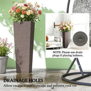 Maceta y jardinera de plástico marrón para uso en interiores y exteriores - Product Image 4