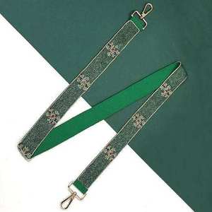 Sangle de guitare en perles de verre faites à la main, design couleur verte, longueur personnalisée, écologique, artisanat Ziyan, accessoires vintage - Product Image 1
