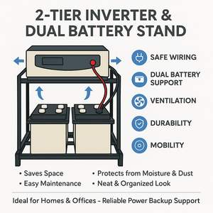 รถเข็นอินเวอร์เตอร์สำหรับกล่องแบตเตอรี่ ฝาครอบตู้สำหรับอินเวอร์เตอร์ UPS รถเข็นแบตเตอรี่แบบท่อสำหรับอินเวอร์เตอร์ UPS รับน้ำหนักได้ถึง 150 กก. - Product Image 3