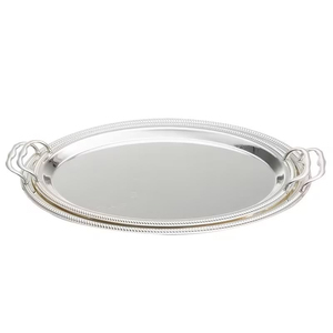 Bandeja de servir de acero inoxidable martillado con asas, bandeja rectangular decorativa para comida, para hoteles, restaurantes, catering y bodas - Product Image 3