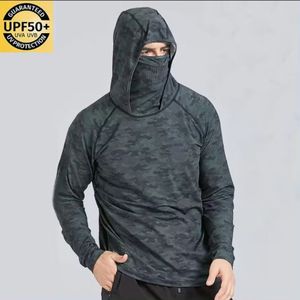 เสื้อฮู้ดดี้ตกปลาแขนยาวสำหรับผู้ชาย ป้องกันรังสียูวี UPF 50 แห้งเร็ว พิมพ์ลายแบบซับลิเมชั่นตามสั่ง ขายส่ง - Product Image 3
