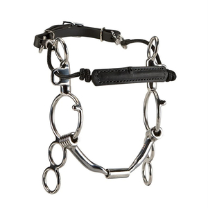 Herramienta de entrenamiento para caballos de grado veterinario, duradera, reutilizable, grande, con 3 anillos, tipo Hackamore, con boquilla lisa y portada. - Product Image 6