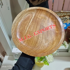 Bulk Wooden <b>Plate</b> with Natural Polished <b>Surface</b> Rustic Serveware for Dining Kitchen Restaurants & Special Occasions Wooden <b>Plate</b> - Product Image 3
