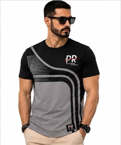 Camiseta de hombre de algodón 100% de alto gramaje (210GSM), ecológica, de secado rápido, bicolor, de corte holgado, hombros caídos, cuello redondo y transpirable, estilo hip hop. - Product Image 4