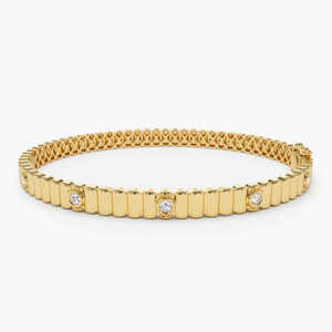 Bracelet unisexe plaqué or 18 carats avec pierre naturelle, taille émeraude, sertissage griffe, maillons géométriques, bijoux de mariage classiques AMBER JEWELS - Product Image 1
