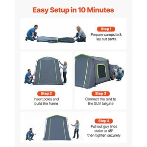 Tenda per SUV Grande per Tutte le Stagioni 3,2 x 2,4 m, Tenda a Tunnel con Porta Ventilata e Finestre a Rete, Impermeabile PU3000mm per 5-9 Persone - Product Image 6