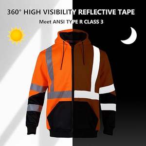 เสื้อฮู้ดฟลีซน้ำหนักเบาคุณภาพสูงสำหรับผู้ชาย สะท้อนแสงได้ เหมาะสำหรับงานก่อสร้าง - Product Image 5