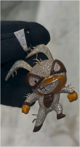 Collar con Colgante de Diseño Personalizado, Estilo Hip Hop, con Incrustaciones de Diamantes de Imitación, Diseño de Dibujos Animados de Lujo, Plata 925, Blanco y Negro, Moissanita VVS, Colgante 3D - Product Image 2