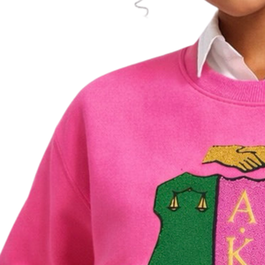 Sudadera Casual de Invierno para Mujer, Forro Polar Chenille, Logotipo Bordado con Letras Griegas en la Parte Delantera, Cuello Redondo Premium - Product Image 3